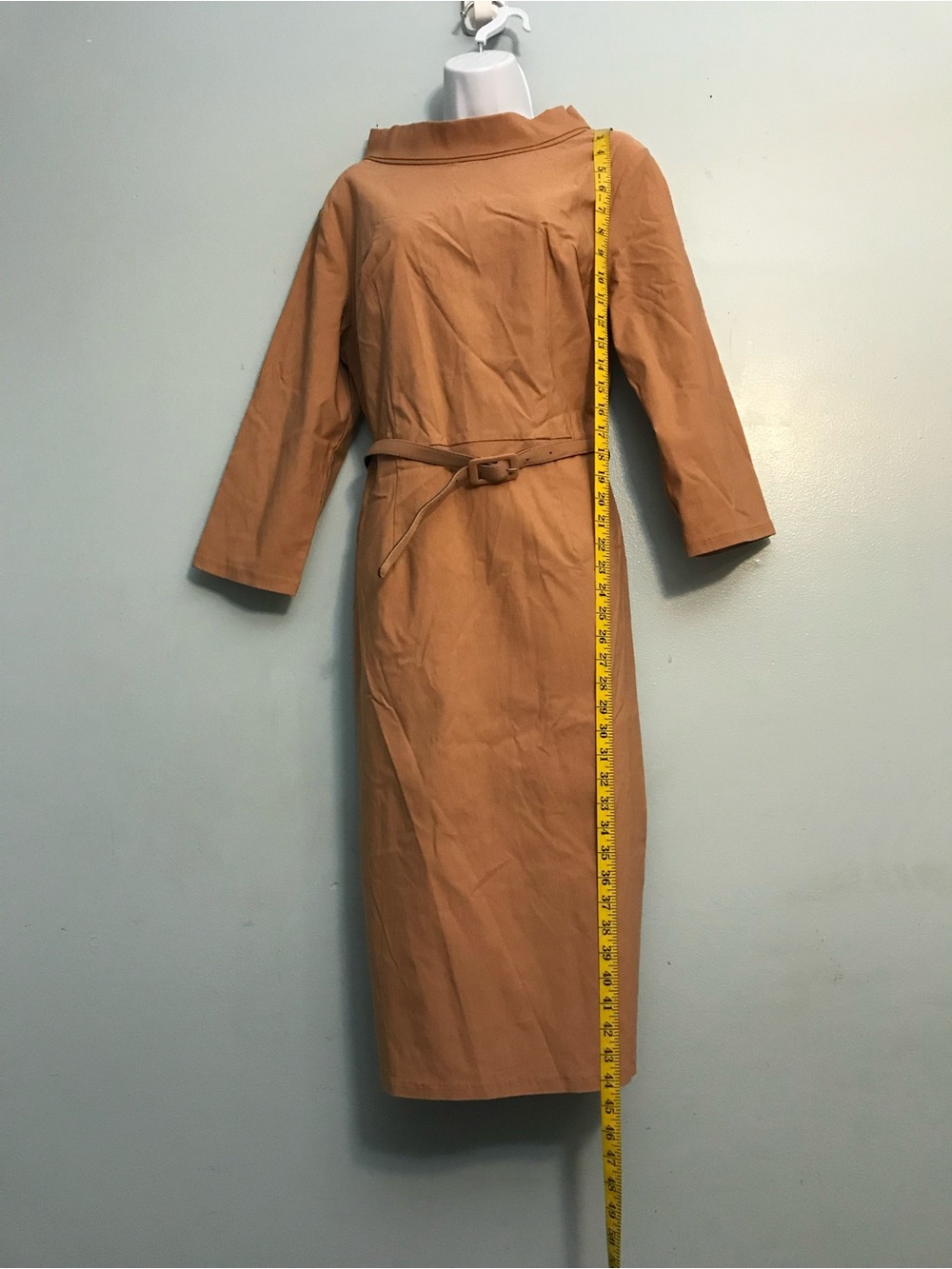 Tailored Tan Belted dress